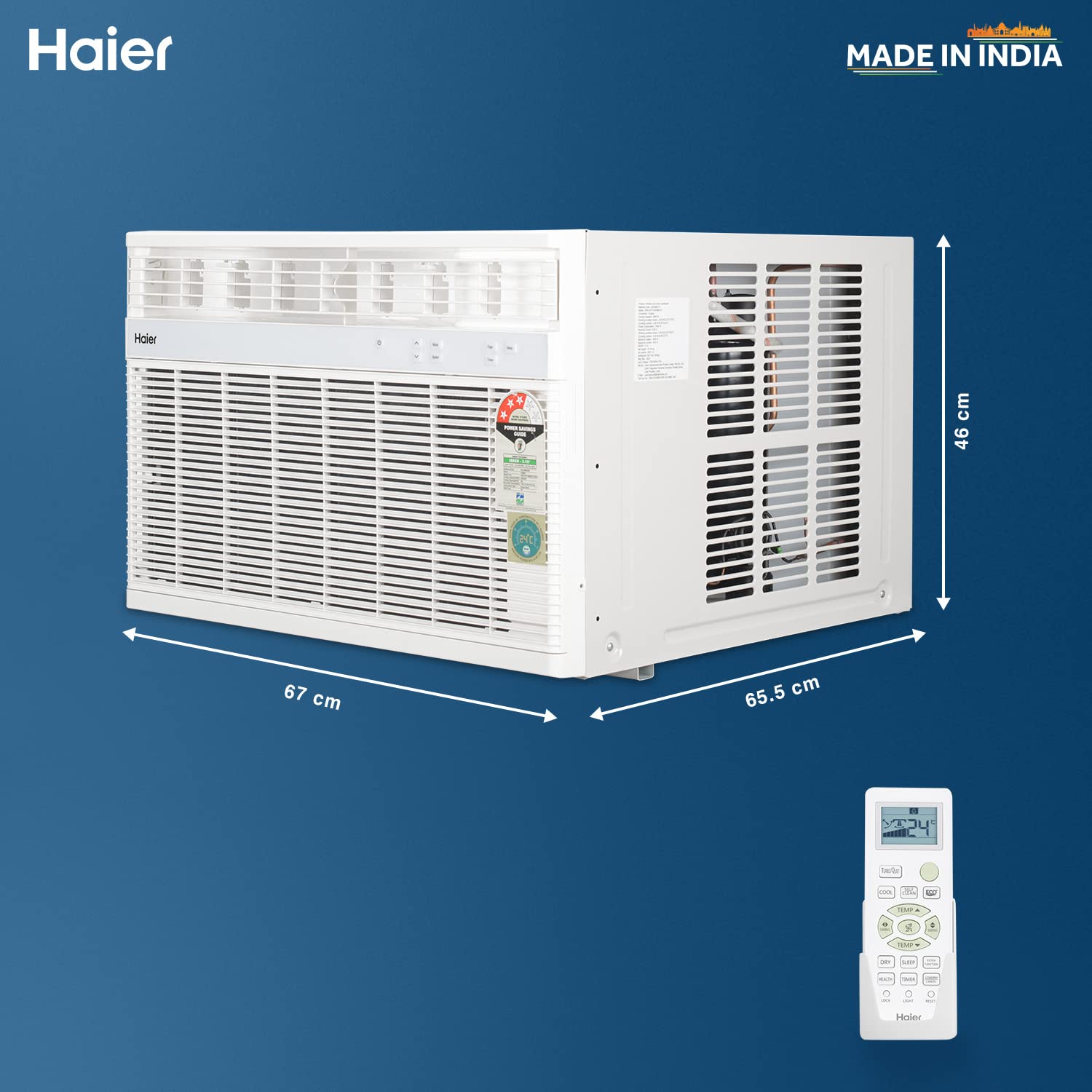 Haier 1.5 Ton 3 Star Fixed Speed Window AC (Copper, Antibacterial Filter, 2023 Model, HWU18TF-EW3BE-FS, White)