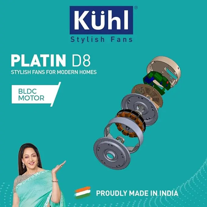 KUHL Platin D8 Stylish BLDC Fan |Low Power 38W|High Air Flow | |Operate Via Remote-Mobile-Alexa | Reverse Mode |5-Star Rated | White