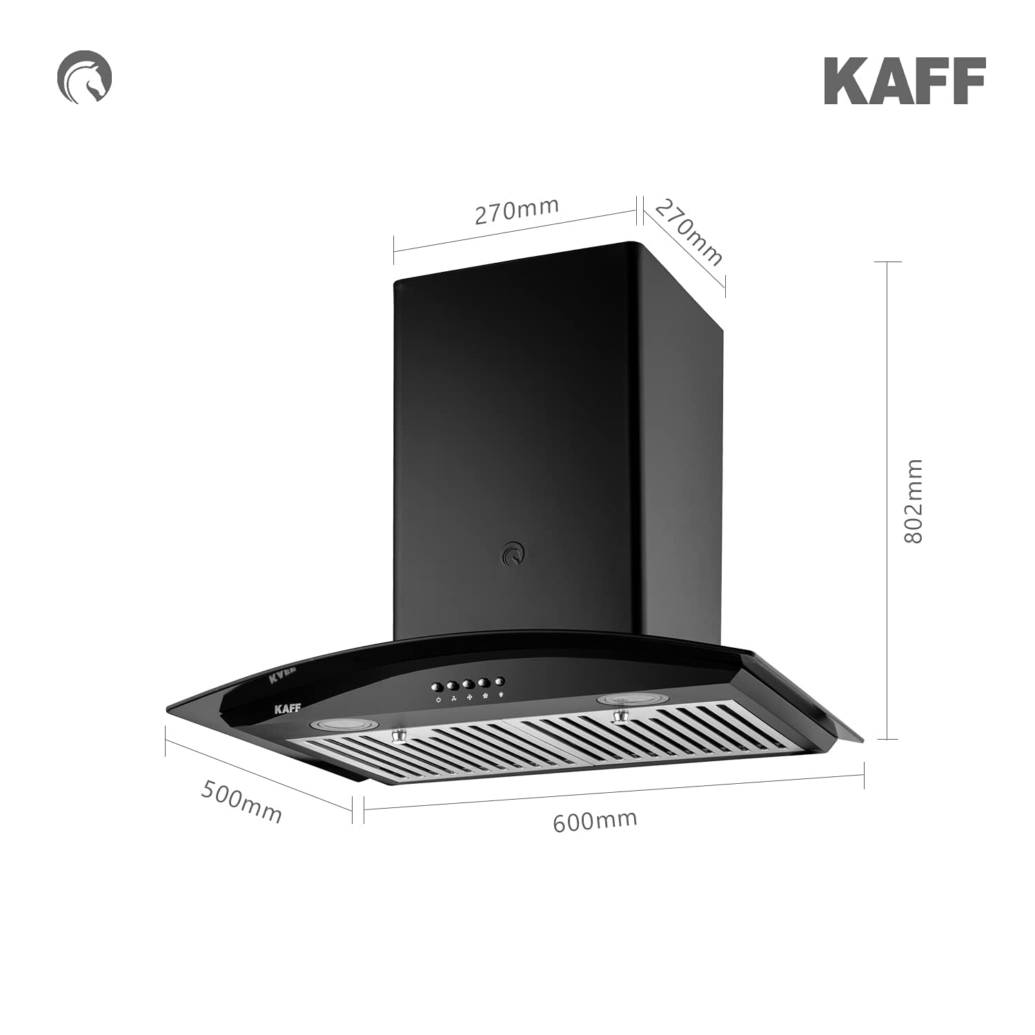 Kaff ACE BF 60 | Heavy Duty BF| | BK Curved Tempered Glass | Matt BK Rust Free Coating | Soft Push Button Control