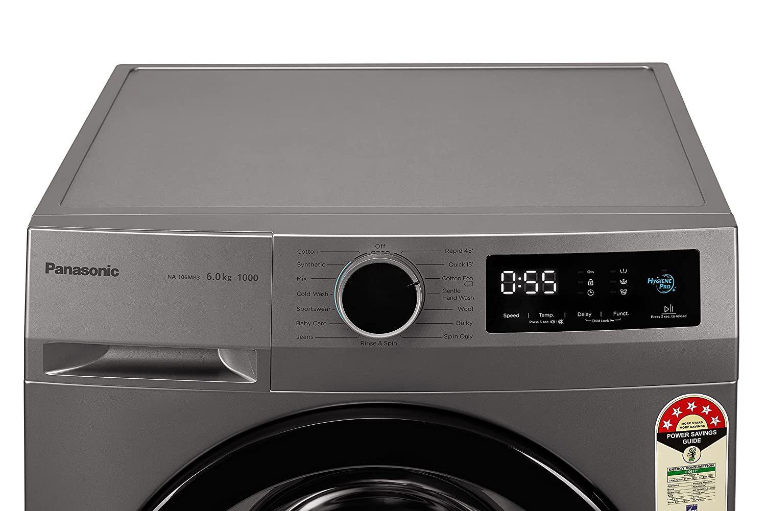Panasonic 6 kg 5 Star Fully Automatic Front Loading Washing Machine (NA-106MB3L01, Grey)