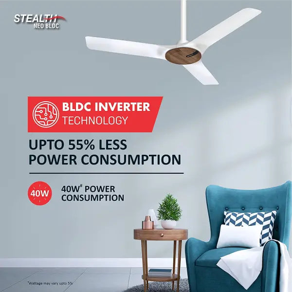 Havells Stealth Neo The most silent BLDC fan 1200mm BLDC motor and Remote Controlled Ceiling Fan Wood Pearl White