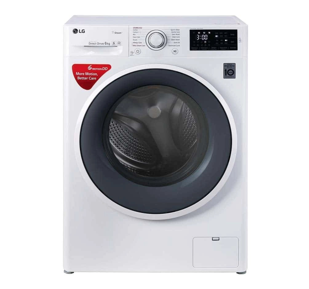 LG 6 kg Inverter Fully-Automatic Front Loading Washing Machine (FHT1006SNW.ABWPEIL, White, Inbuilt Heater)