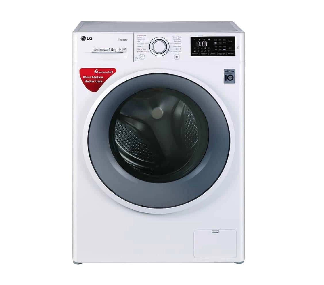 LG 6.5 kg Inverter Fully-Automatic Front Loading Washing Machine (FHT1065SNW, Blue and White, Inbuilt Heater)