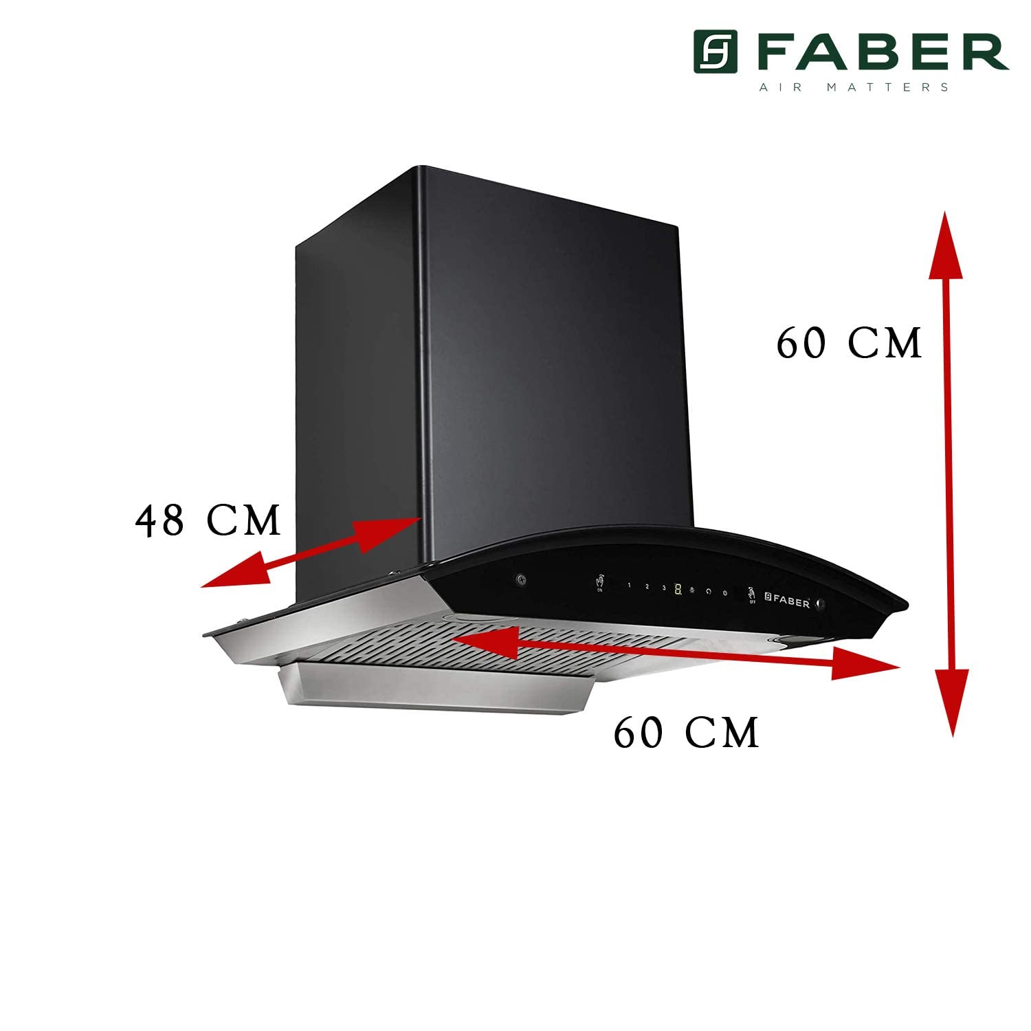 Faber 60 cm 1200 m³/hr Auto-Clean Chimney HOOD EVEREST IND SC TC HC BK 60 Black