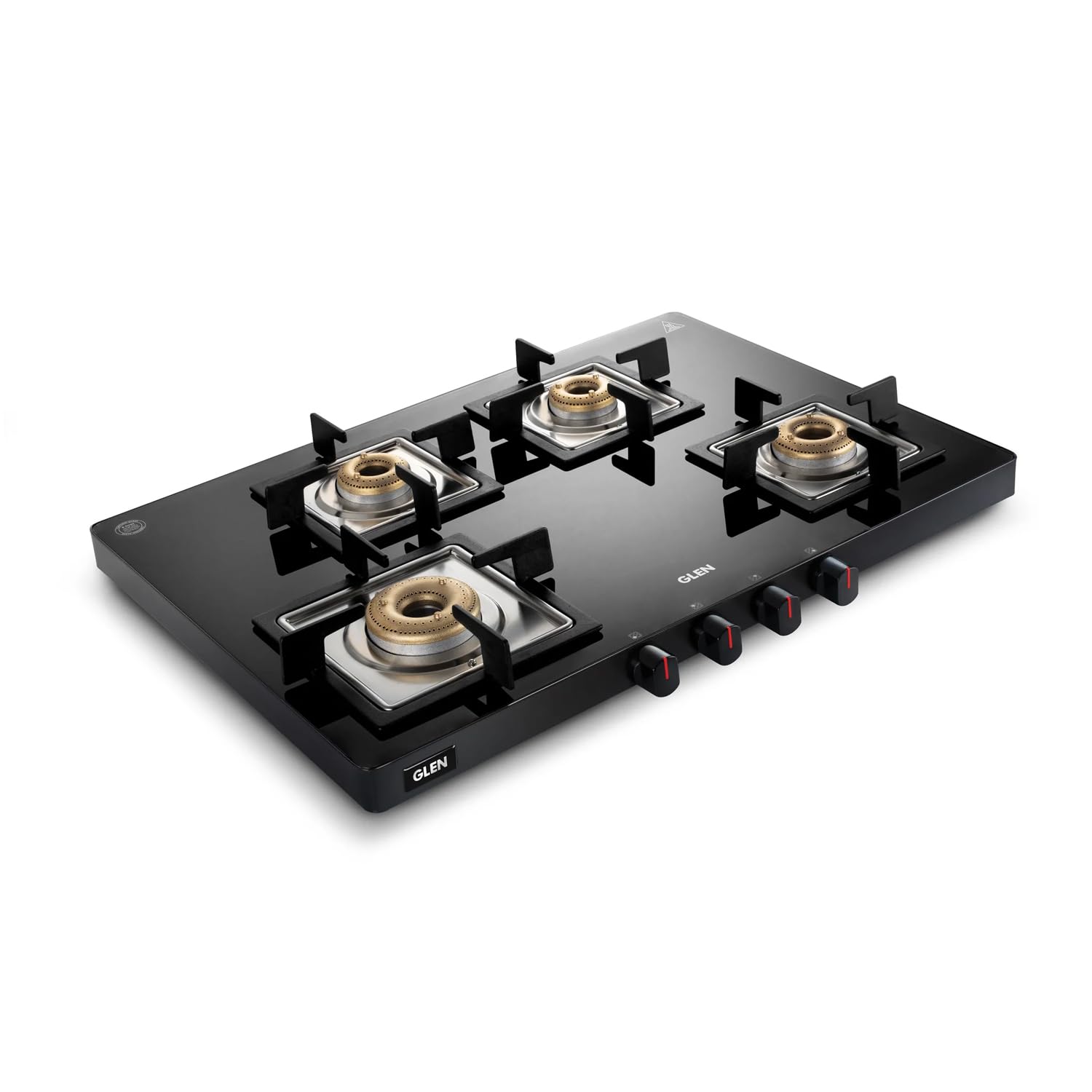 Glen 4 Burner Ultra Slim Glass Gas Stove | Black| 1 High Flame 3 Forged Brass Burner With 5-Year Warranty | Revolving Inlet Nozzle | 2-Year Warranty On Product By Brand | CT1047USBL (Manual)