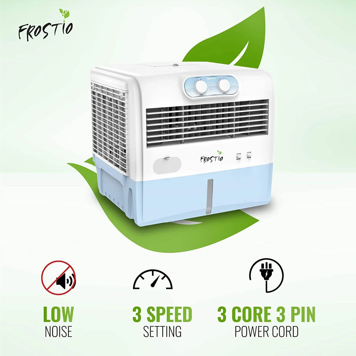 Havells Frostio Window Air Cooler - 45 litres (White, Light Blue)