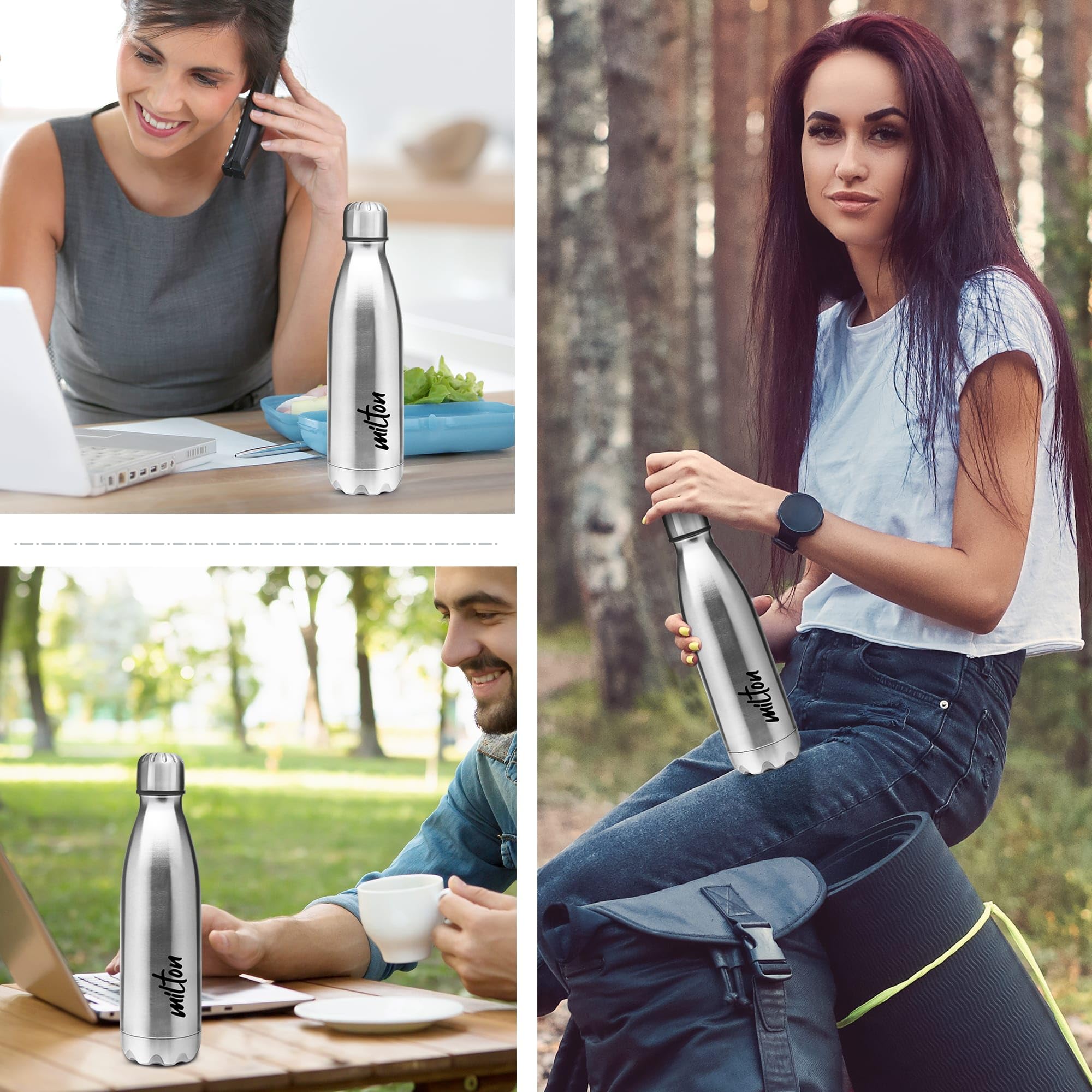 MILTON Shine 1000 Stainless Steel Water Bottle, 900 ml, Silver | Leak Proof | Office Bottle | Sports Bottle | Home | Kitchen | Hiking | Treking Bottle | Travel Bottle