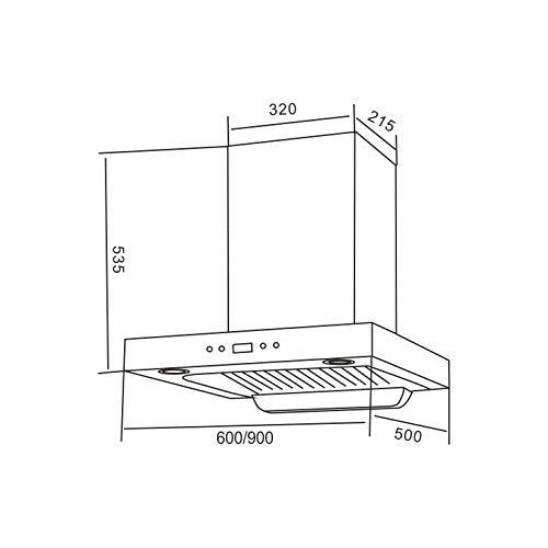 KAFF 90 cm 1200 m3/hr Ductless Chimney (LUMEX DHC 90, 2 Baffle+Charcoal Filters)