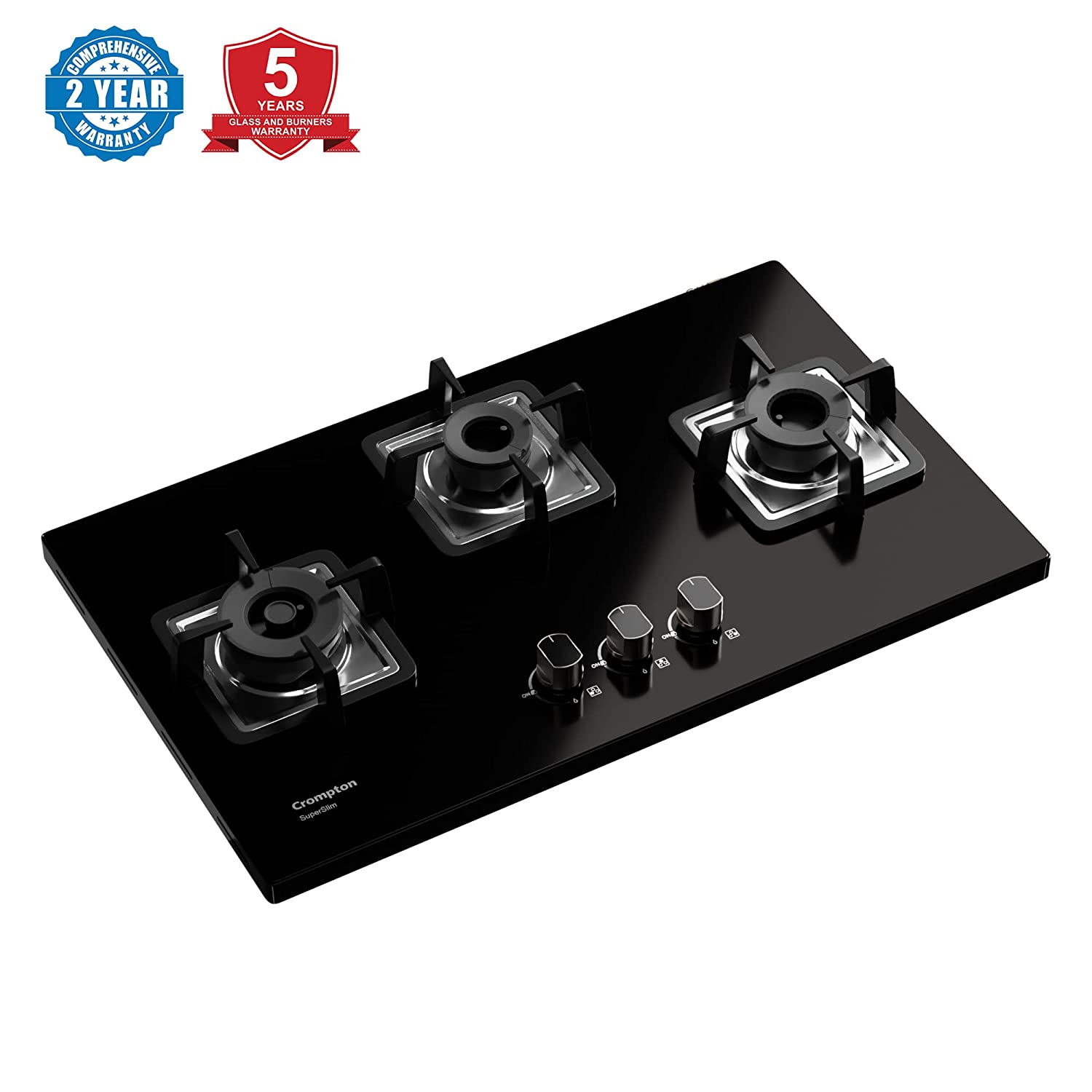 Crompton SuperSlim Gas Hob 78cm 3burner MBLK