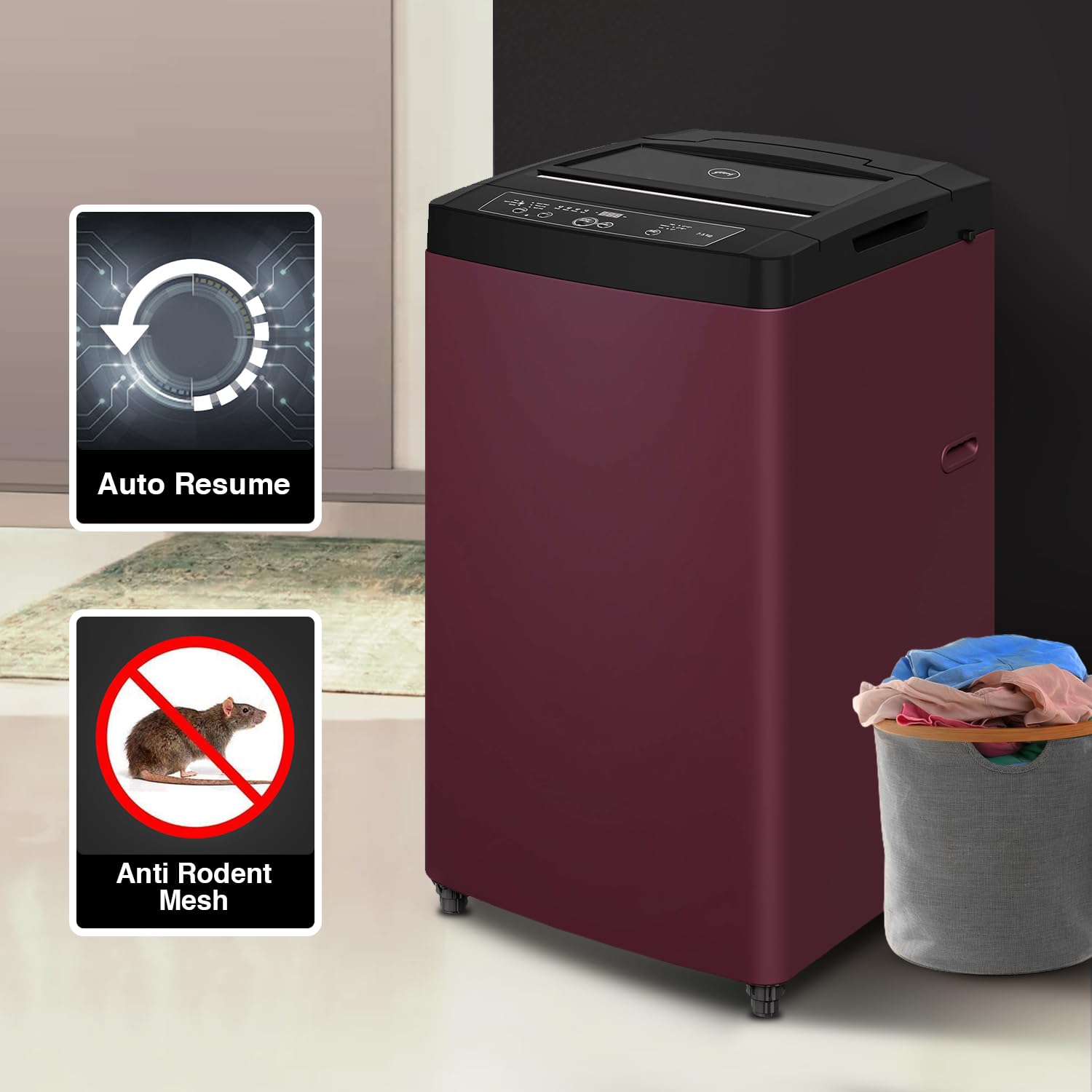 Godrej 7.5 Kg 5 Star Germshield Technology Fully-Automatic Top Load Washing Machine Appliance With In Built Heater (2024 Model, WTEON ADR 75 5.0 PFDTG AURD, Roller Coaster Wash Technology, Au