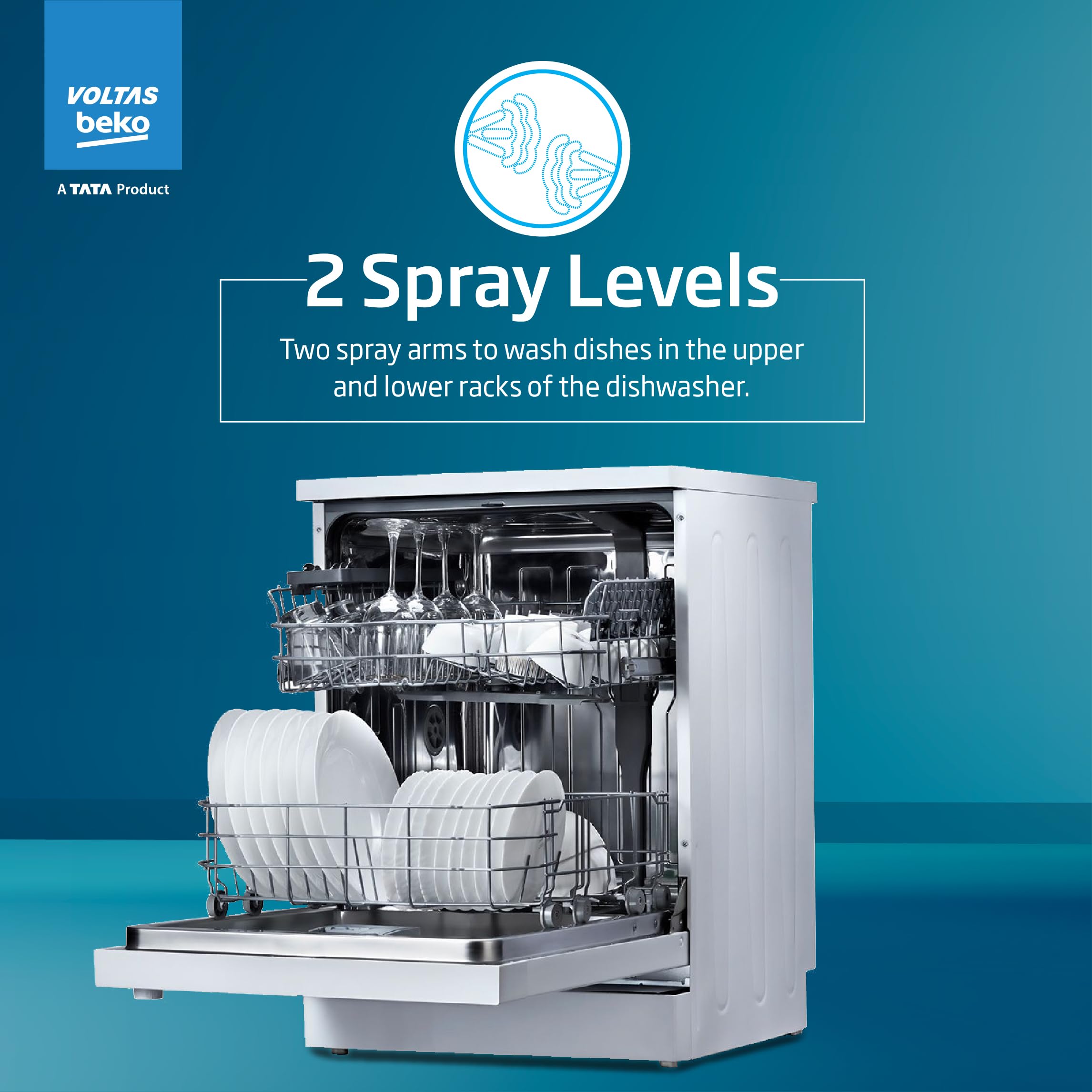 Voltas Beko 14 Place Settings Dishwasher (DF14S3, Silver)