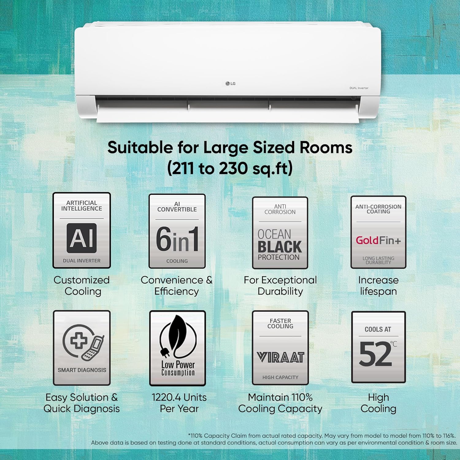 LG 2.0T 3 Star DUAL Inverter Split AC (Copper, AI 6-in-1 Cooling, 4 Way Swing, HD Filter, Anti-Virus, TS-Q24ENXE)