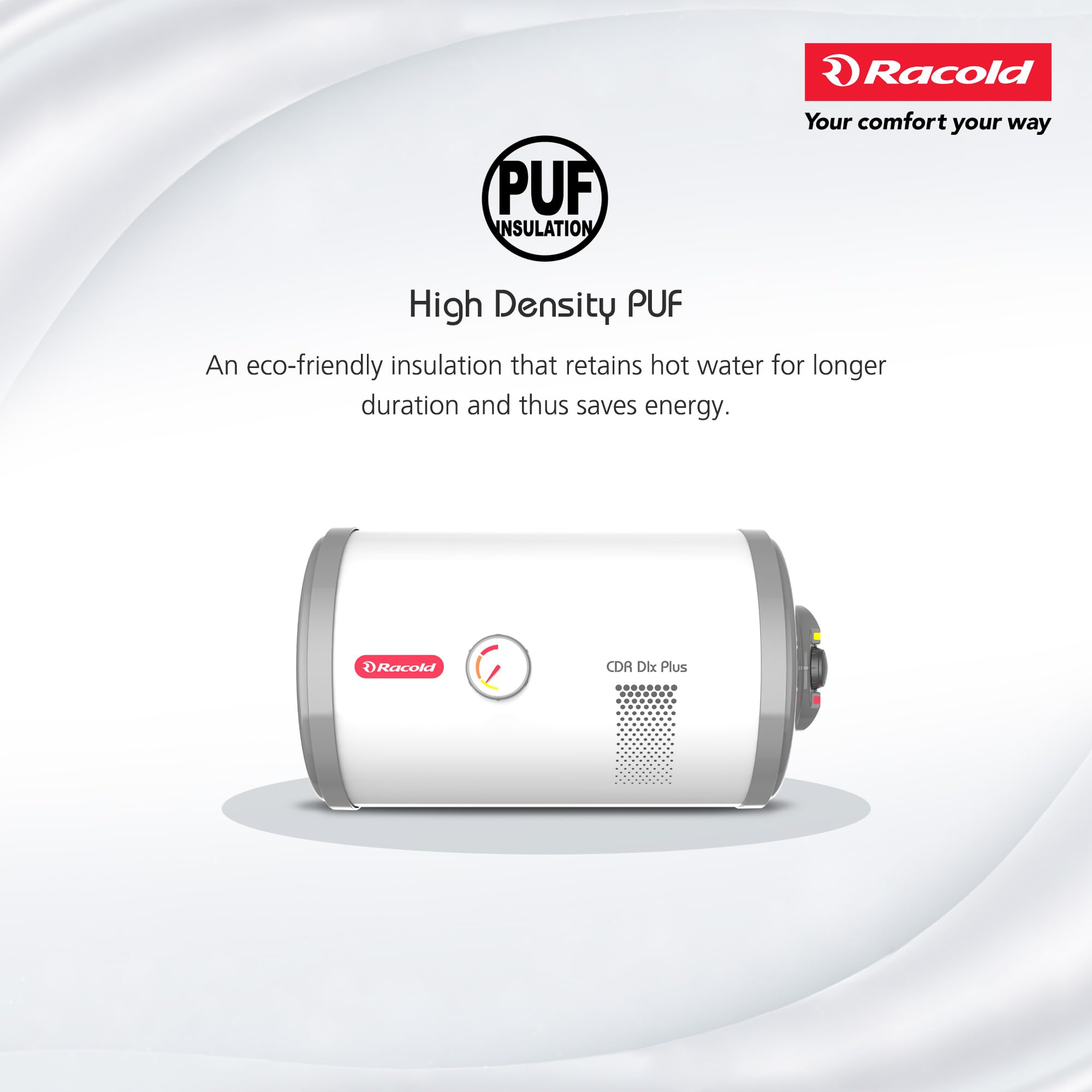 Racold CDR DLX Plus RHS 15L Horizontal Energy Efficient Storage Water Heater(Geyser) with Free Installation & Pipes|Temperature Display & Knob|Fits Under False Ceilings|Titanium Enameled Coat