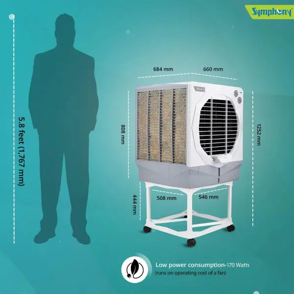 Symphony Jumbo 65+ Desert Air Cooler - 61 litres, White
