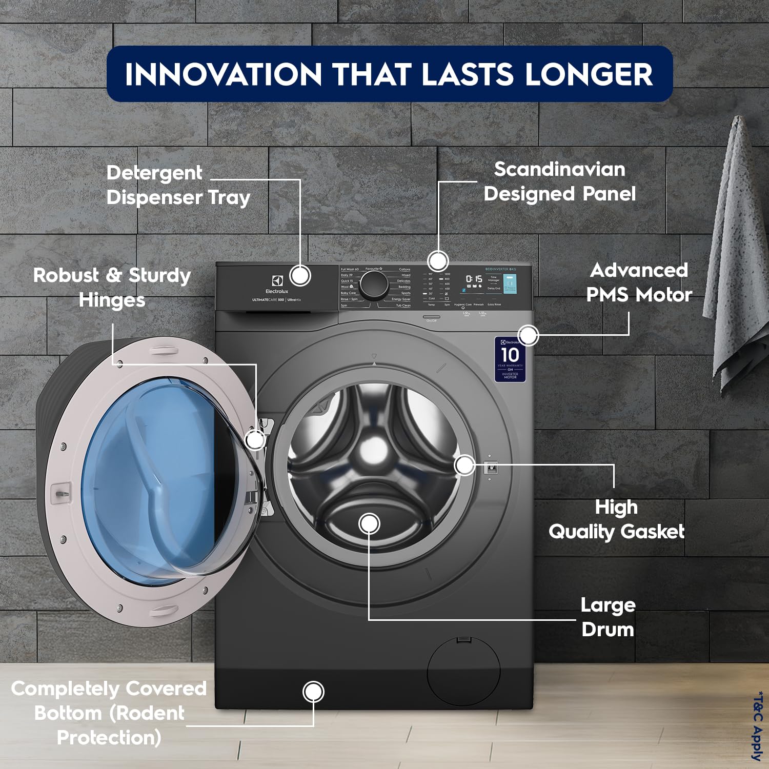 Electrolux EWF8024R5SB 8kg 5 Star Front Load Washer, Dark Silver