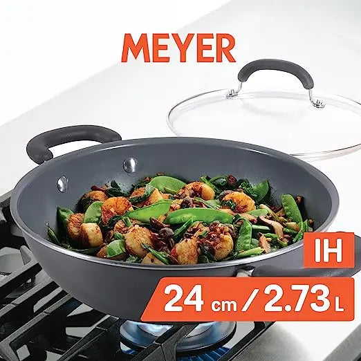 Meyer Anzen Ceramic Coated Aluminum Covered Kadai Induction Base 11460 24cm Grey