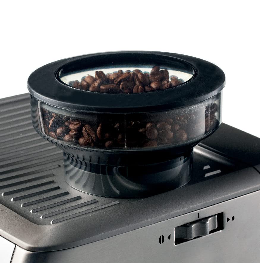 Ariete Metal Coffee Machine 1312, 1600 Watt, 15 Bar, 220 g Bean Capacity, Grinding Adjustment, Digital Display, ESE Pod Compatible, Maxi Cappuccino Device, Silver