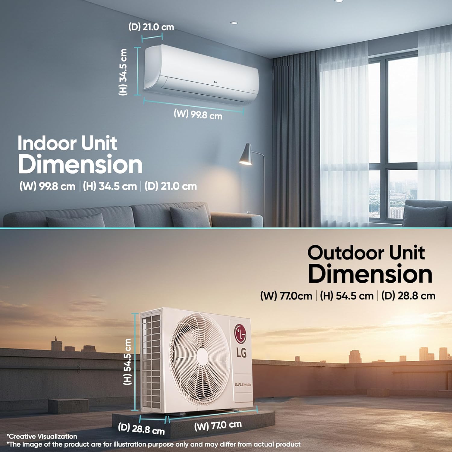 LG 2T 3S DUAL Inverter Split AC Q24ENXE - New Star Rated, Energy Efficient