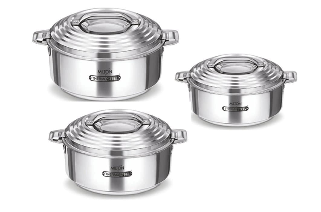 Milton Galaxia Gift Set 3 Piece Stainless Steel Casserole(1000/1500/2500)-Silver