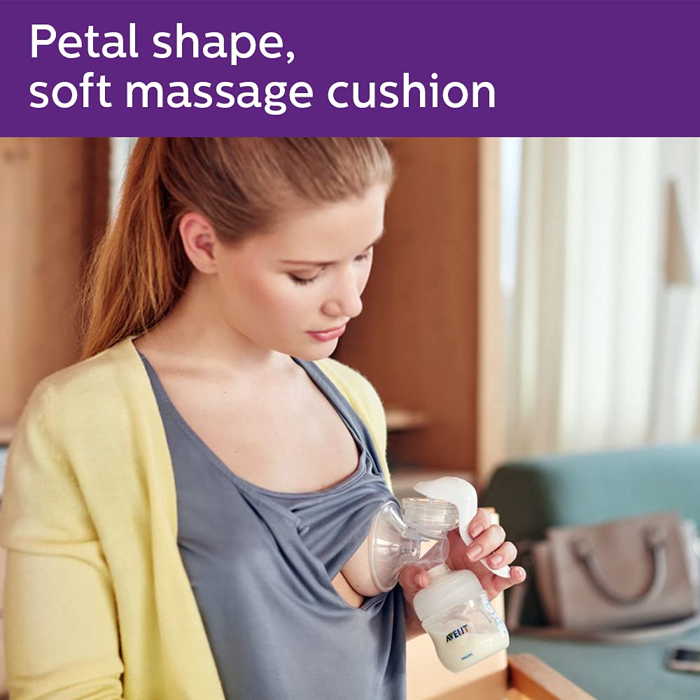 Philips Avent BPA Free Comfort Manual Breast Pump, soft petal shape massage cushions for easy expression Scf330/20