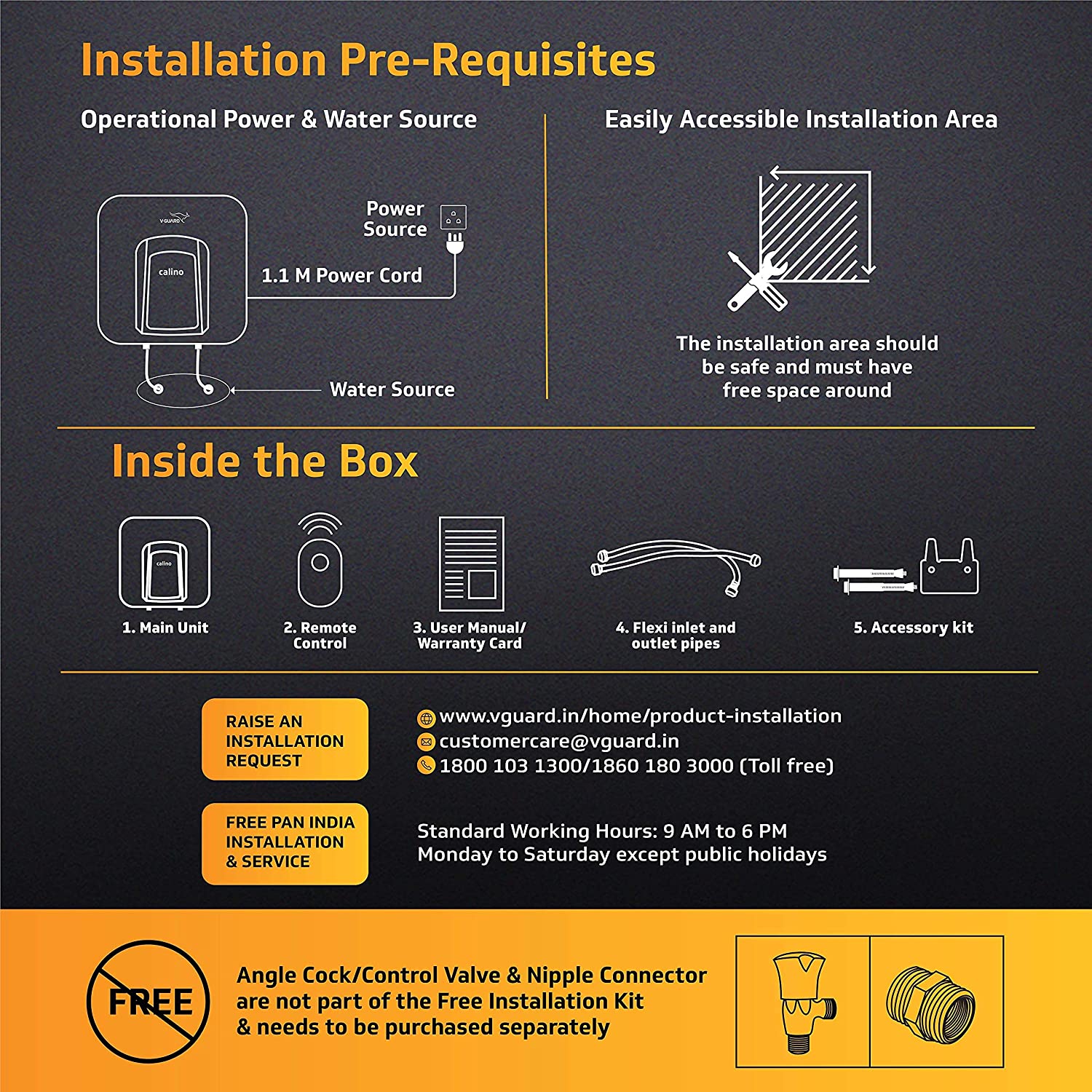 V-Guard Calino DG 15 Storage 5 Star Water Heater with Remote Control & Digital Display; Free PAN India Installation and Free Inlet Outlet Connection Pipes; White (15 Litre)