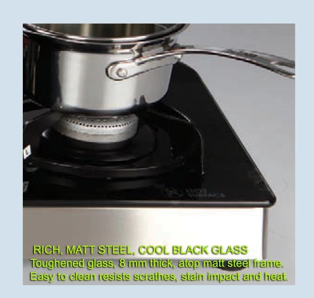 Glen Stainless Steel 4 Burner Cooktop SD GT4, Black