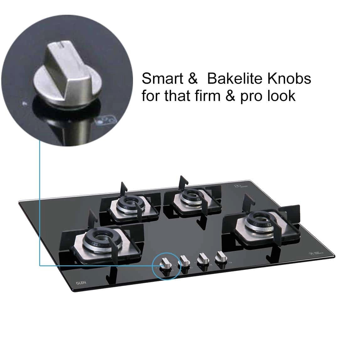 Glen 1074 SQIN 4 Burner Automatic Hobs Black