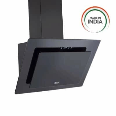 Glen Designer Ductless Black Glass Glass Chimney 60cm 6079 Push Button