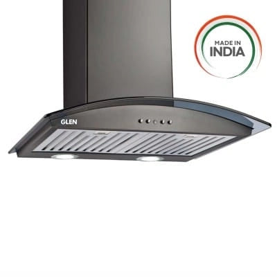 Glen Kitchen Glass Chimney 6071 Baffle Filter Suction 1000 60cm black