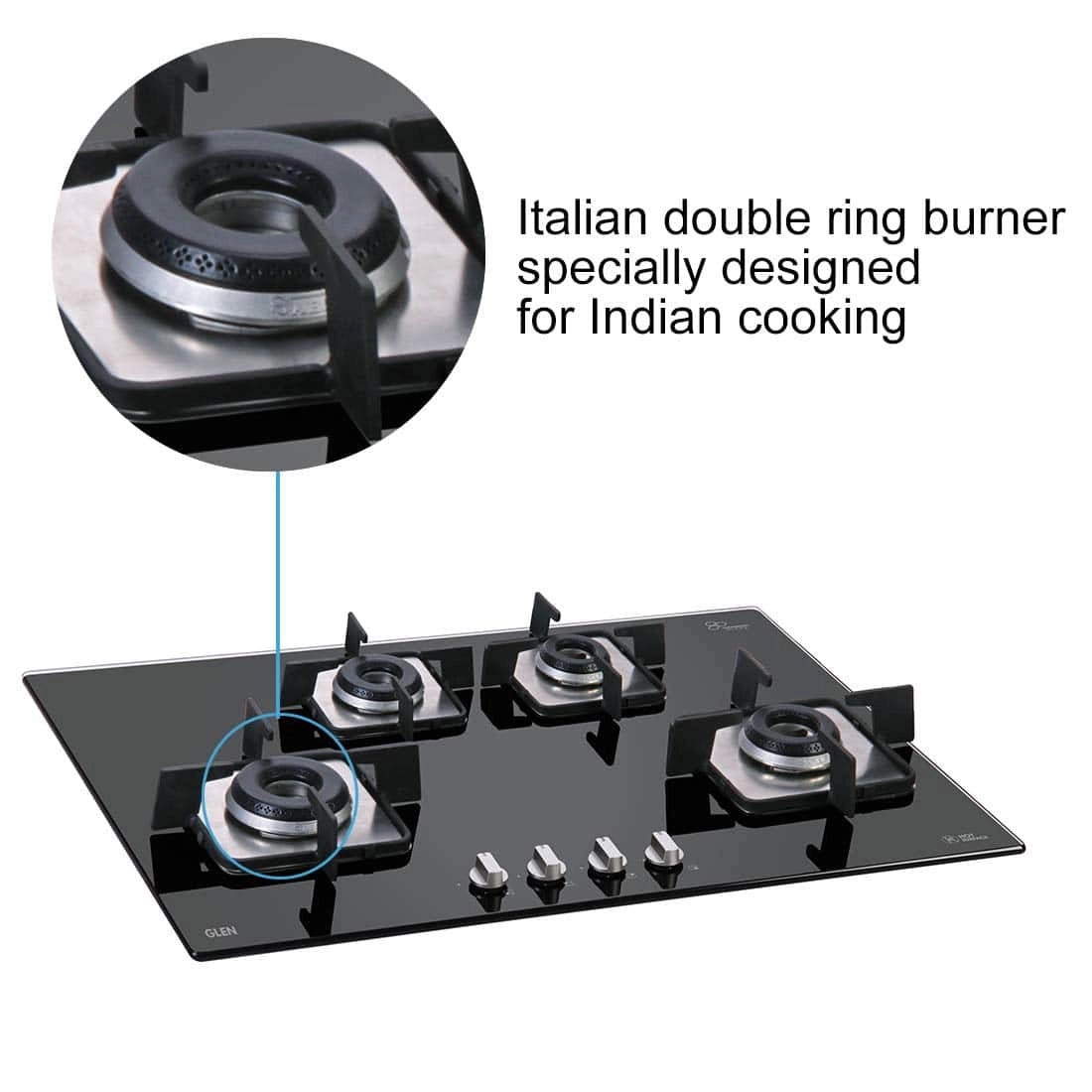 Glen 1074 SQIN 4 Burner Automatic Hobs Black