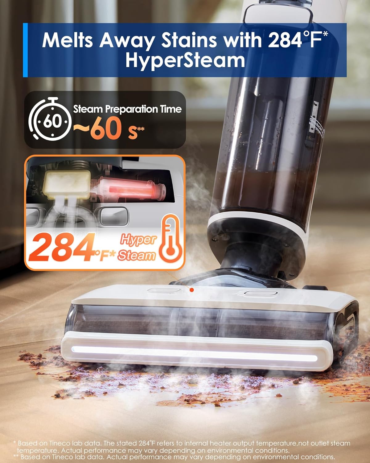 Tineco Floor ONE S7 Steam Cordless Wet Dry Vacuum Cleaner, 3-in-1 Steam Mop & Vacuum, Floor Washer for Sticky Mess Clean Up
