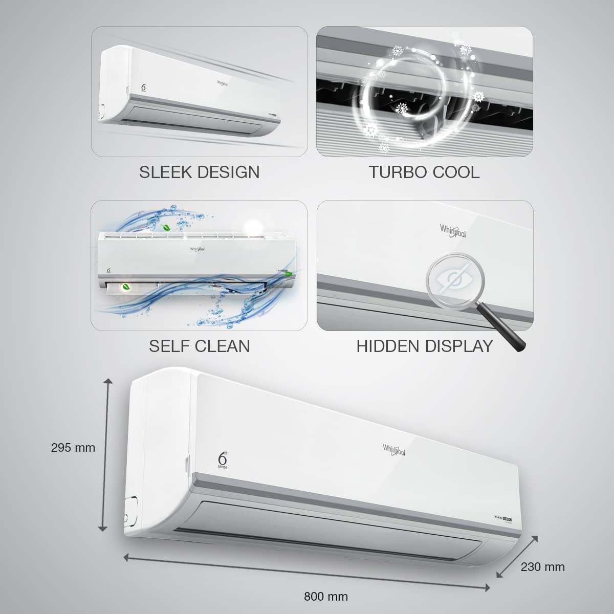 Whirlpool 1.0 Ton 5 Star, Flexicool Inverter Split AC (Copper, Convertible 4-in-1 Cooling Mode, HD Filter 2023 Model, S3I1ADO, White)
