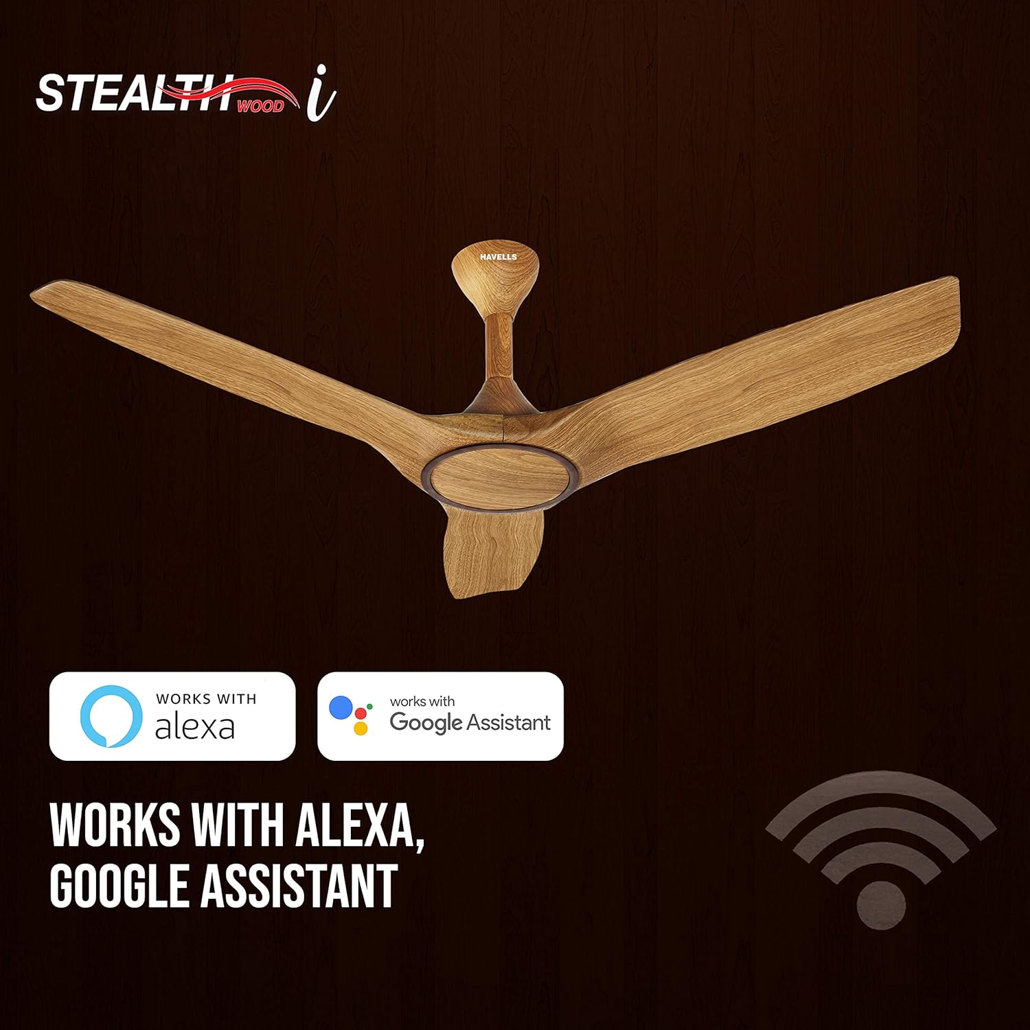 Havells 1200mm Stealth Wood Energy Saving Ceiling Fan (Pinewood Cola Chrome, Pack of 1)