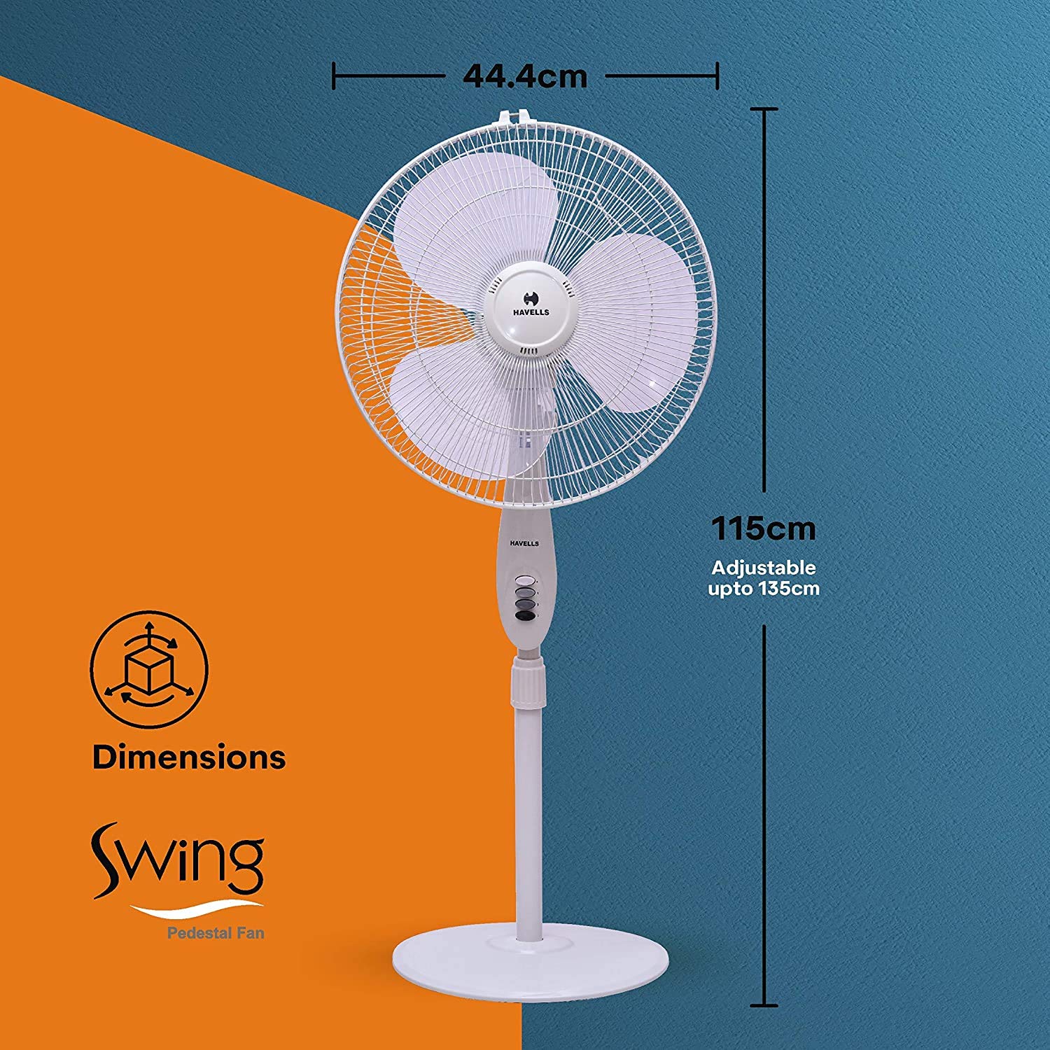 Havells  	pedestal Fan FHSSWSTOWH16 400MM White