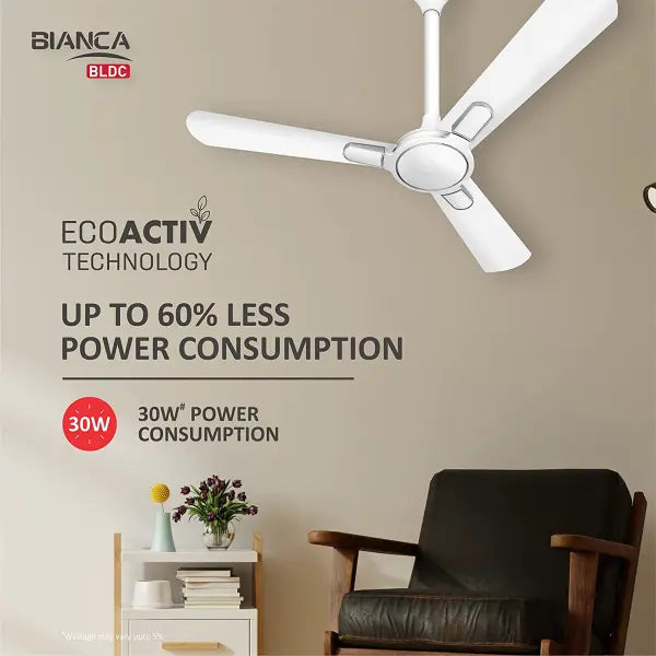 Havells Bianca 1200mm Energy Saving with Remote Control 5 Star Decorative BLDC Ceiling Fan Pearl White