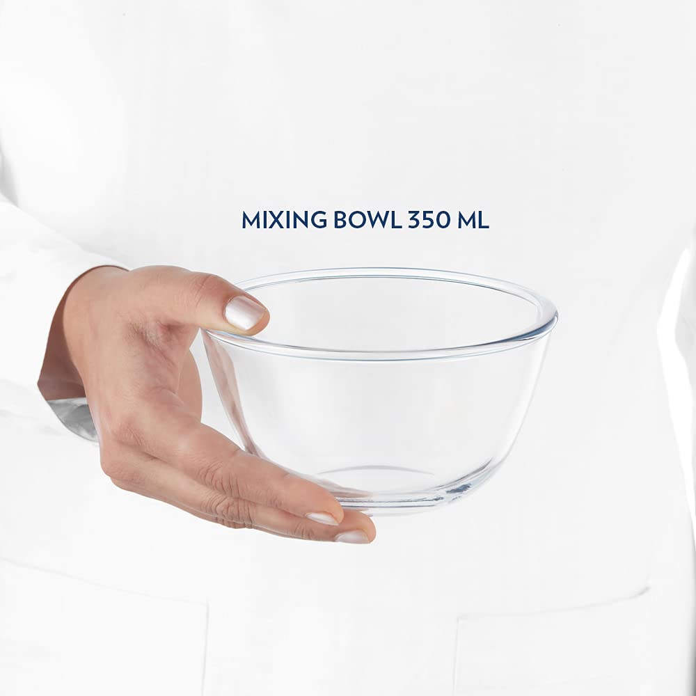 Borosil Glass Mixing & Serving Bowl Set, Set of 3, Oven & Microwave Proof, 350 ml +500 ml + 900ml, Clear (IYECSB03NL3559)
