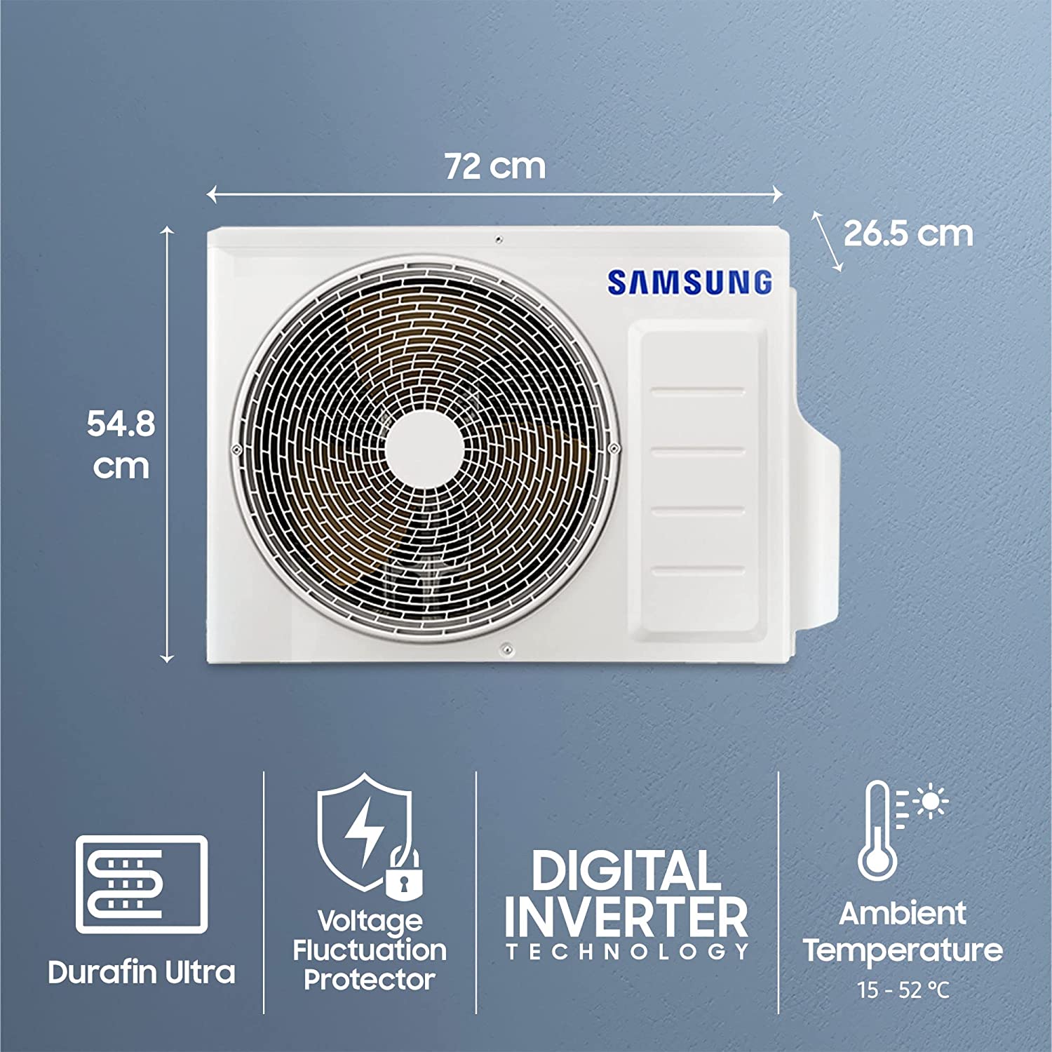Samsung 1 Ton 5 Star Inverter Split AC AR12CY5ZAGD White