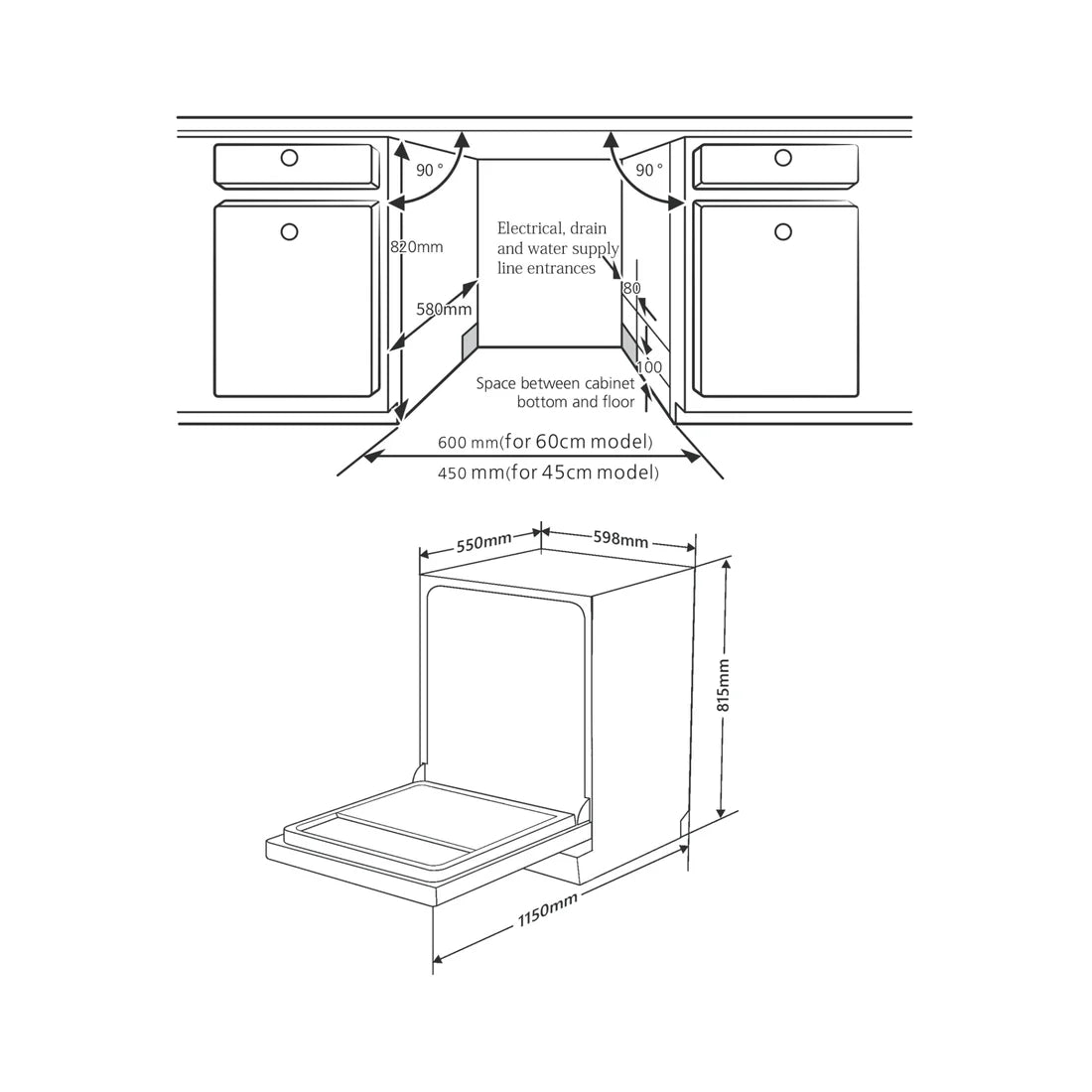 Kaff Built In Dishwasher DW FIBI with 12 Place Soft Push Controls with Indicators