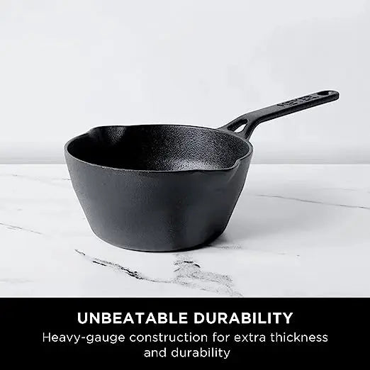 Meyer Pre-Seasoned Cast Iron Deep Skillet Saucepan 48244 18cm Black