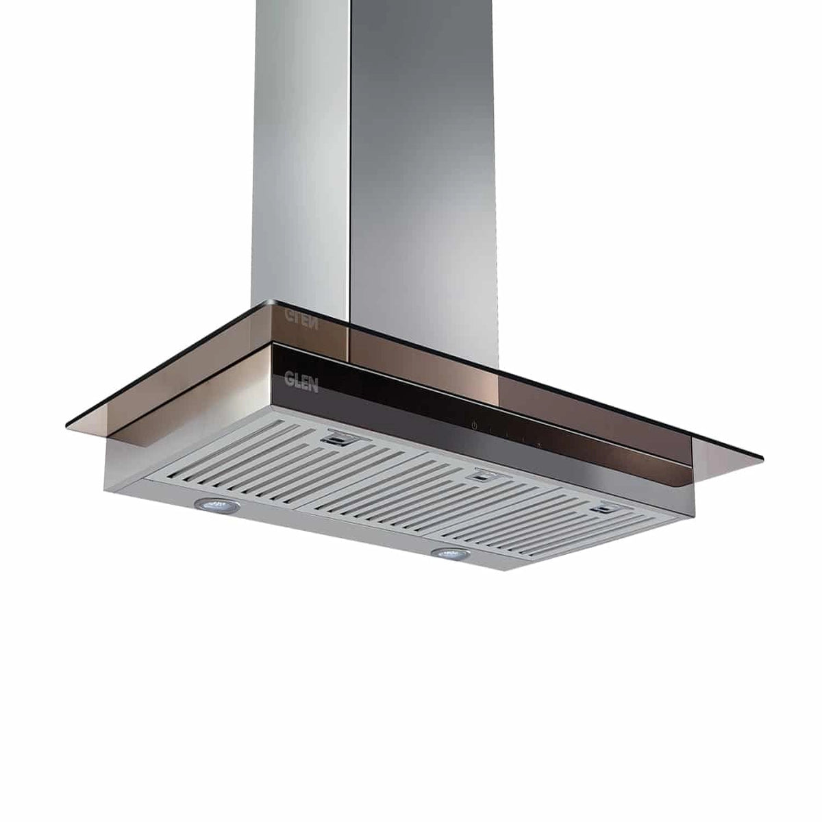 Glen 60 cm 1000 m3/hr Glass Wall Mount Kitchen Chimney Touch Controls Baffle Filters (6062 SX TS, Silver)