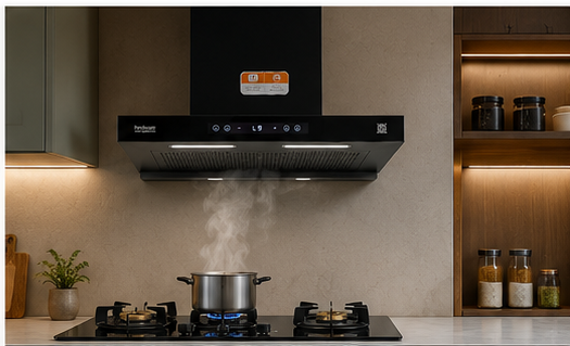 Hindware Darcia BLDC 75 Chimney + Alverio 4 Burner Manual Cooktop Combo