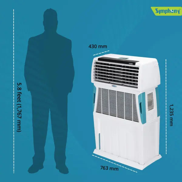 Symphony Touch 110 Room Air Cooler 110-litres, with Remote (White)