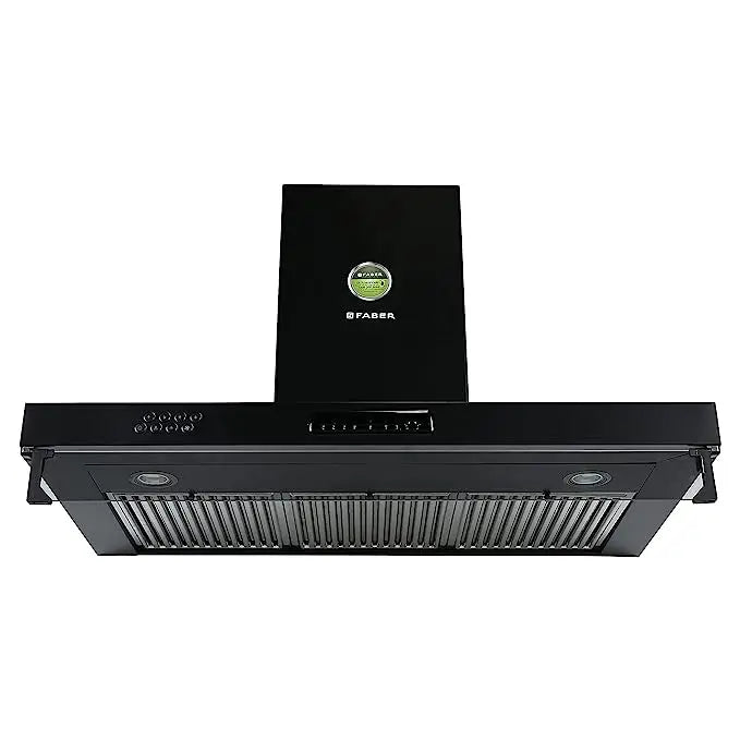 Faber 3 way suction chimney with Air purifier & Fan 90 cm,1095 m³/hr (HOOD 3N1 AEROST SPARK PRO 3D BK FT Baffle Filter Black)