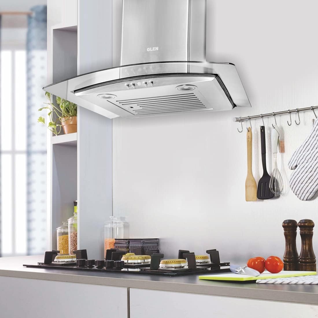 Glen Kitchen Chimney Baffle Filter 60 cm 6071 EX - Stainless Steel, Push Button