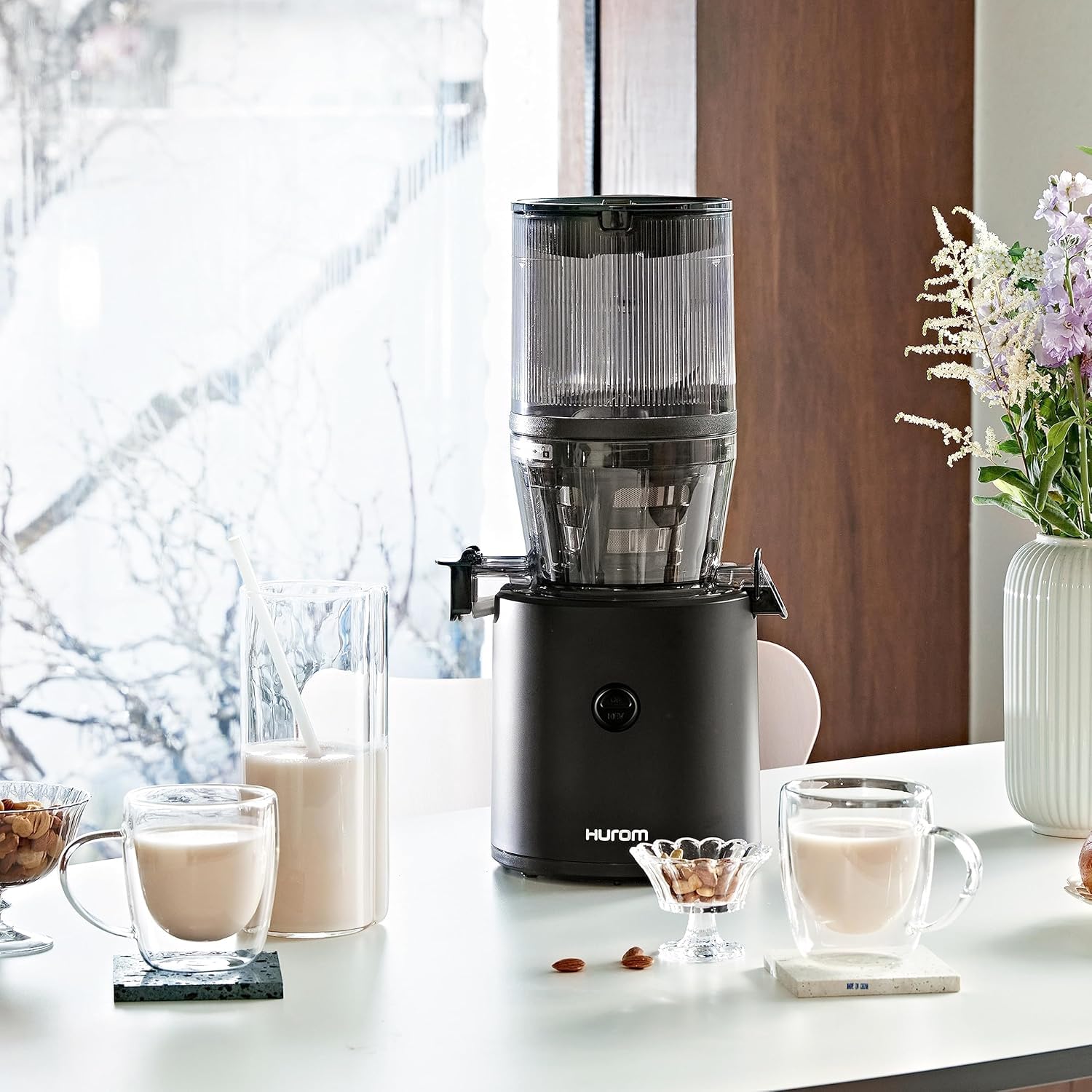 Hurom H320 Slow Juicer | Ultra Low Pulp | Hands-Free | Whole Produce Hopper | Quiet Motor | BPA Free | Easy Assembly | Cold Press Masticating Juicer (Black)