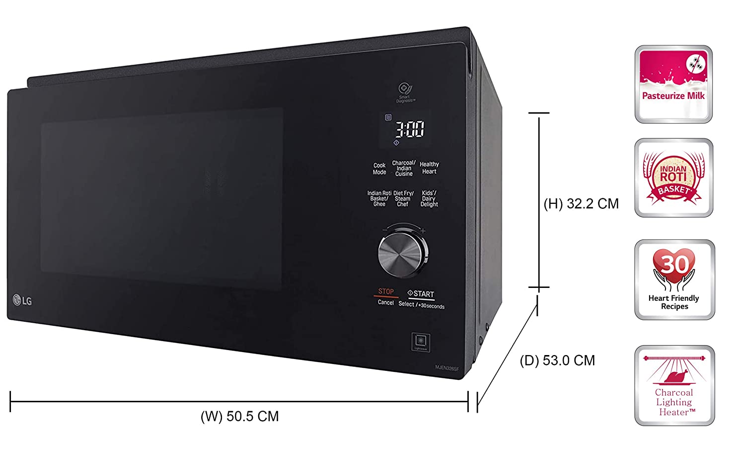 LG 32L Microwave Oven MJEN326SF Black