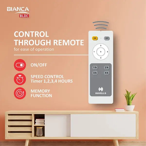 Havells Bianca 1200mm Energy Saving with Remote Control 5 Star Decorative BLDC Ceiling Fan Espresso Brown