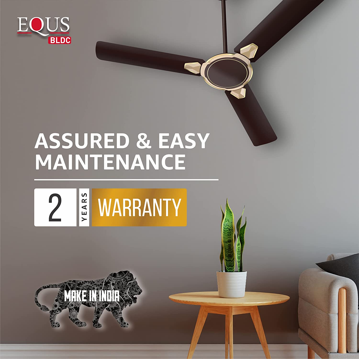 Havells Equs 1200mm BLDC Ceiling Fan Smoke Brown
