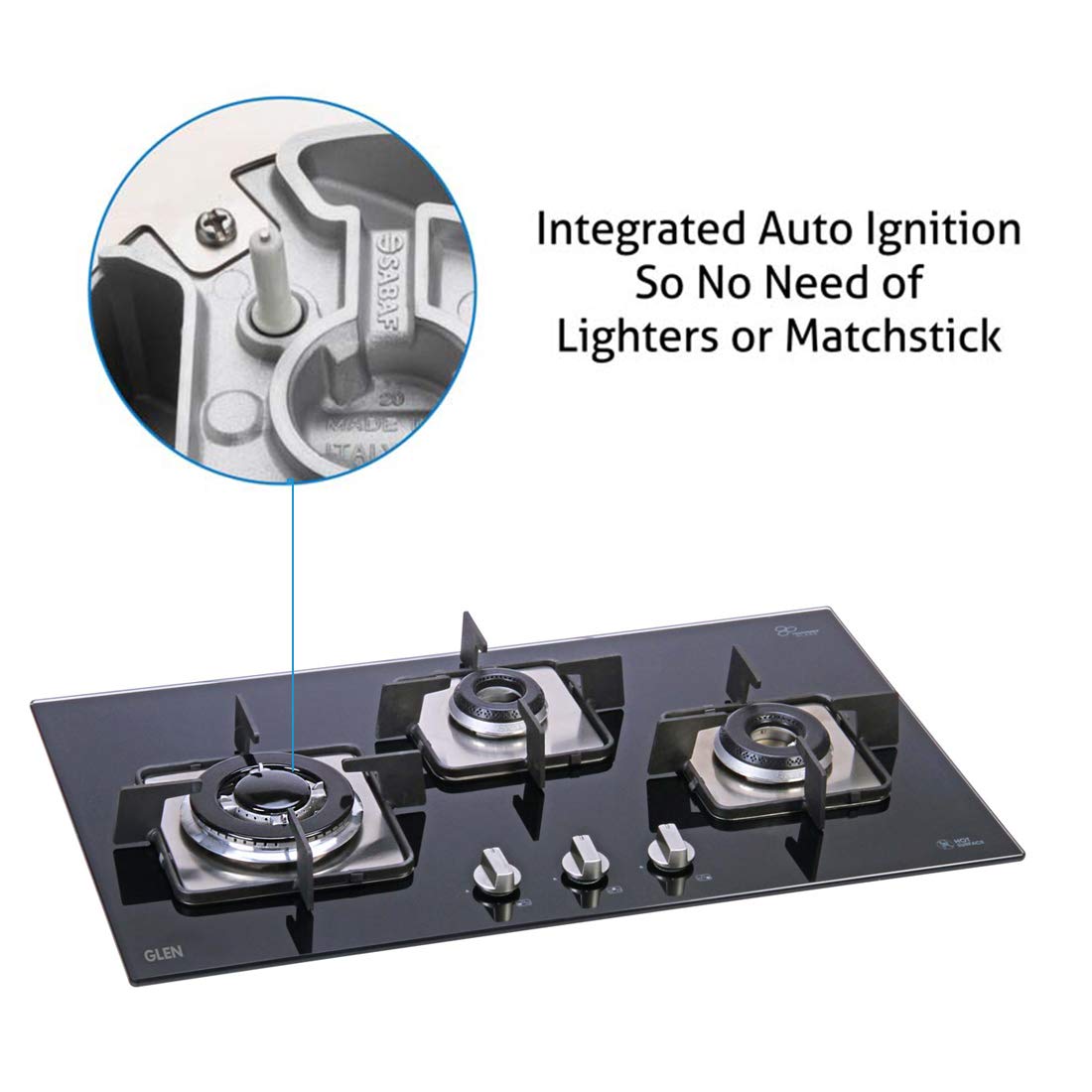 Glen Built In Kitchen Hob 1073 SQ IN Triple Ring burner