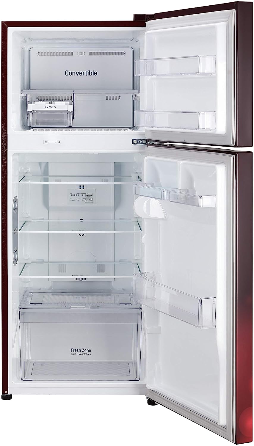 LG 260 L 2 Star Frost Free Inverter Double Door Refrigerator (GL-T292RSCY, Scarlet Charm, Convertible)